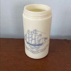 Old Spice Deodorant vintage milk glass jar with Ship